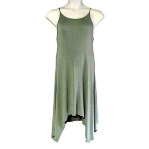 Popular21 Women's Green Strappy Handkerchief Hem Dress